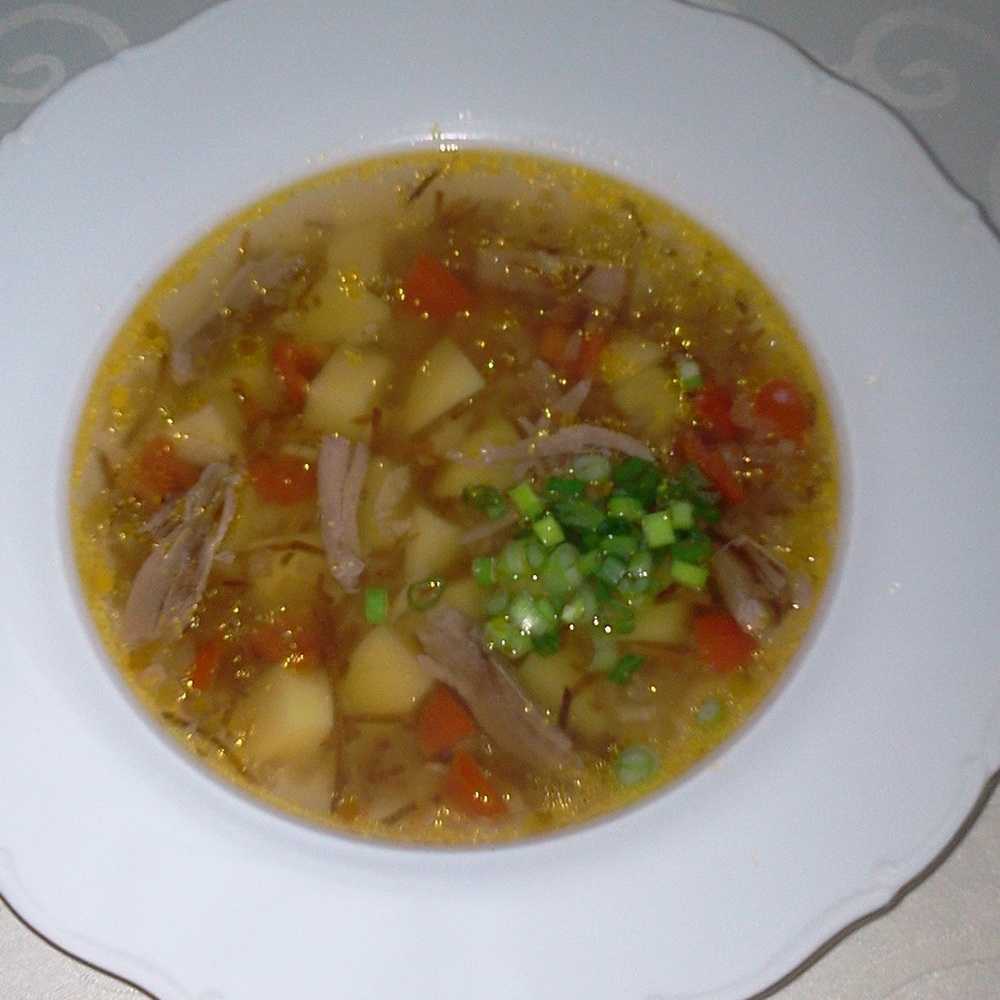 Суп гречневый в тарелке