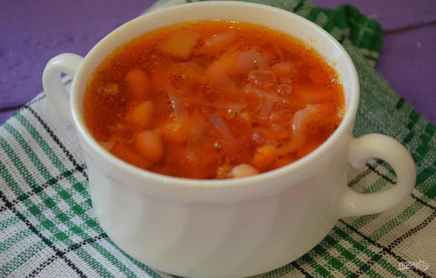 Борщ с картофелем томатами и фасолью рецепт с фото пошагово - 1000.menu