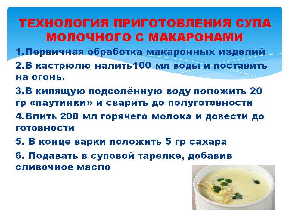 Технологическая карта вермишель молочная для школы