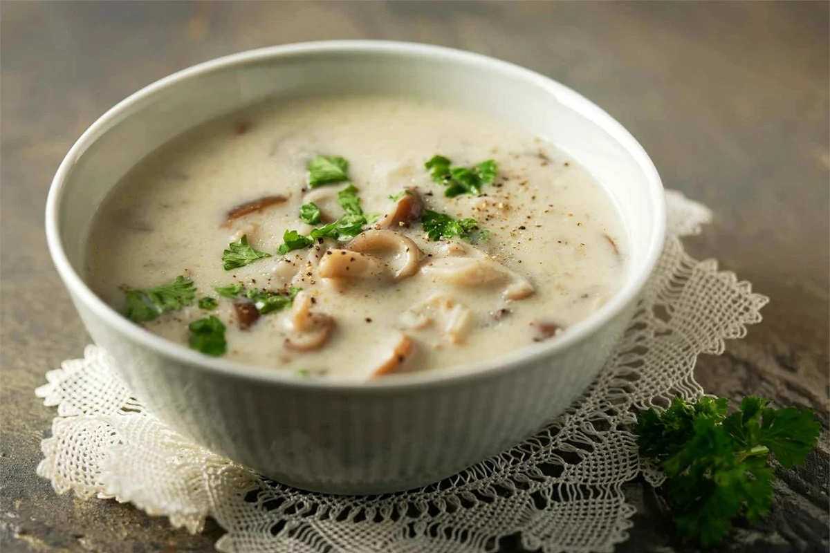 Пошаговый рецепт грибного супа-пюре со сливками