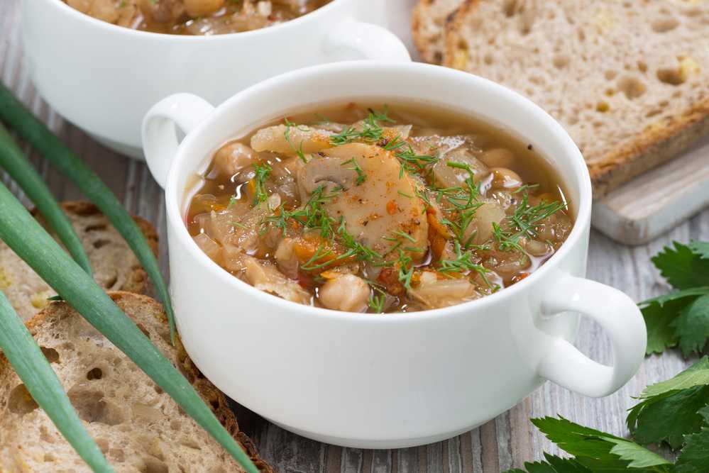 Щи с грибами и свежей капустой