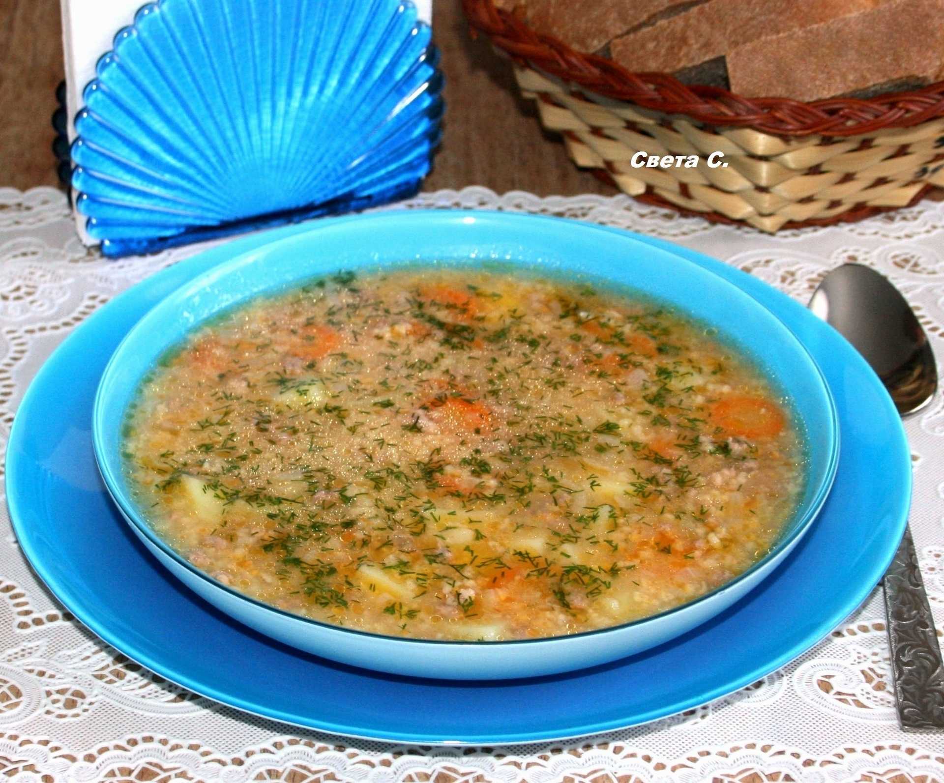 Суп с пшеном и шкварками