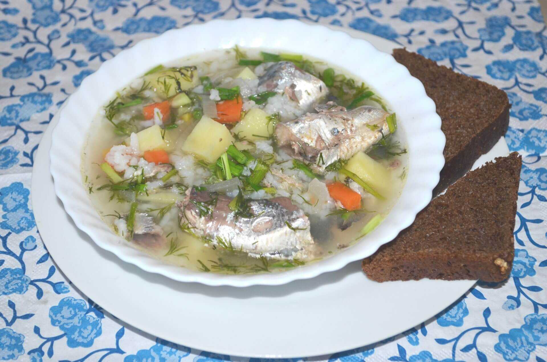 Суп с рыбными консервами сайра