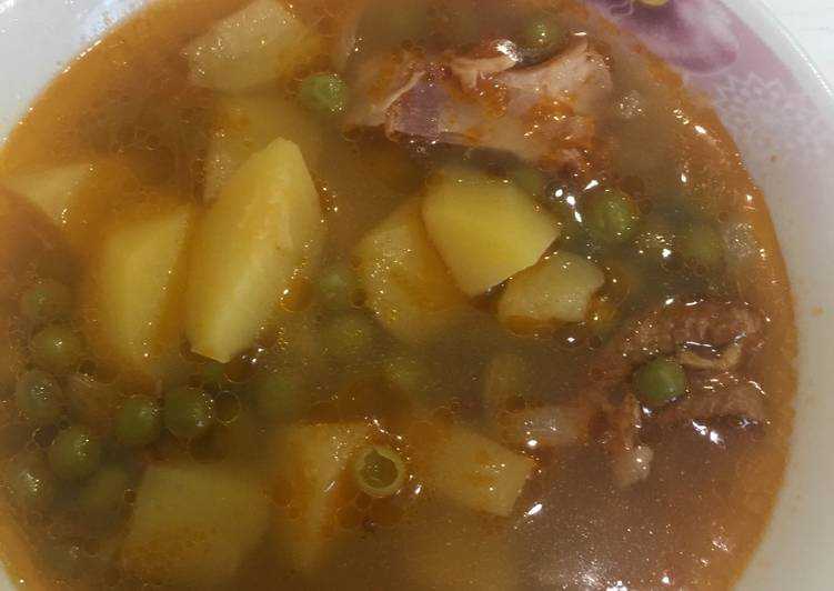 Рецепт супа картофельного с зеленым горошком как в детском саду | меню недели