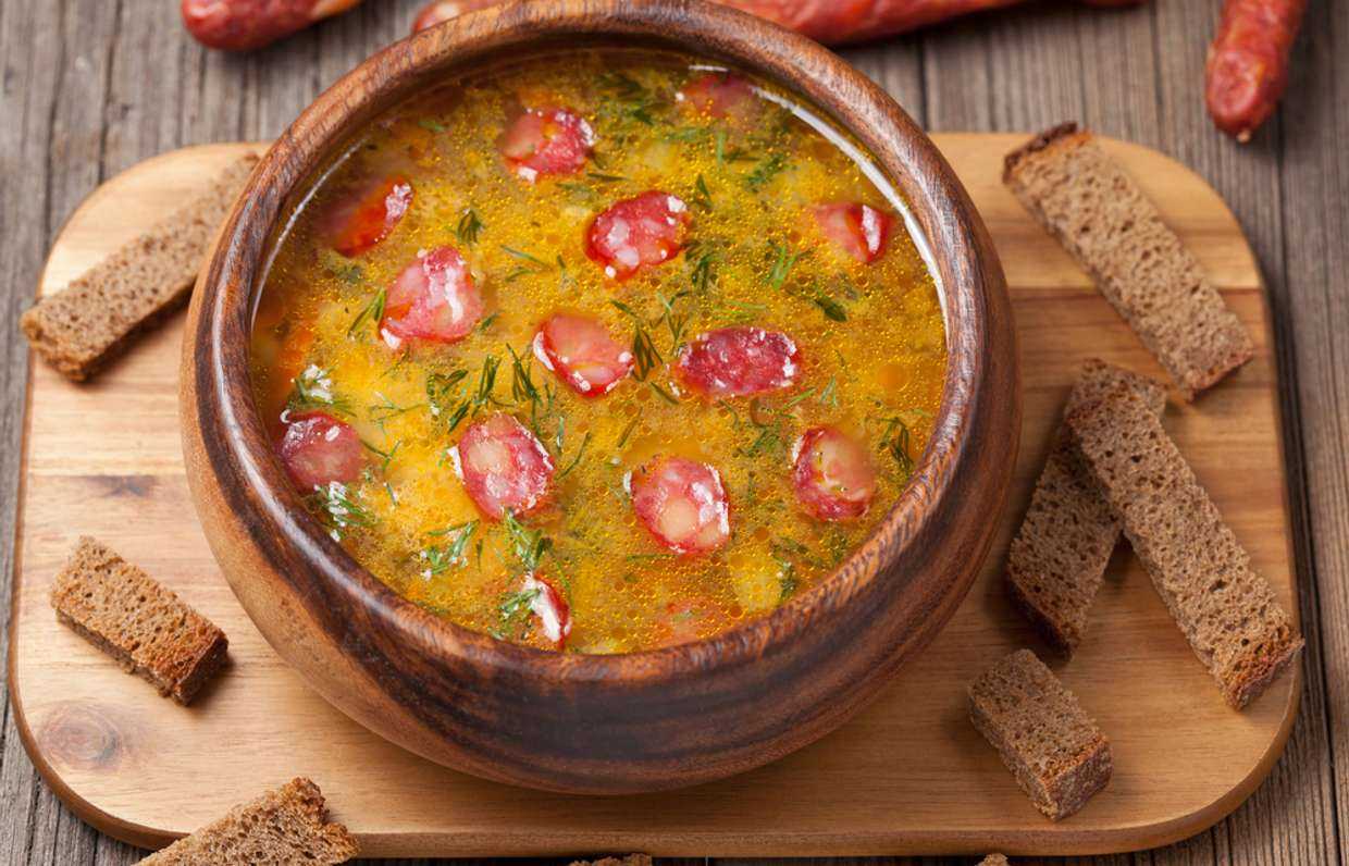 Суп с копченой колбасой – универсальное блюдо: рецепт с фото и видео