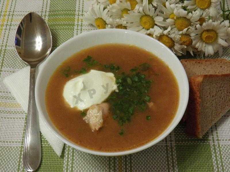 Суп с курицей и консервированной фасолью в томатном соусе - пошаговый фоторецепт