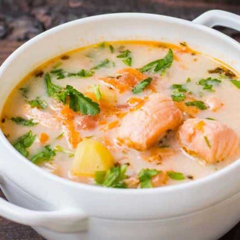 Рецепт супа из семги и лука порея