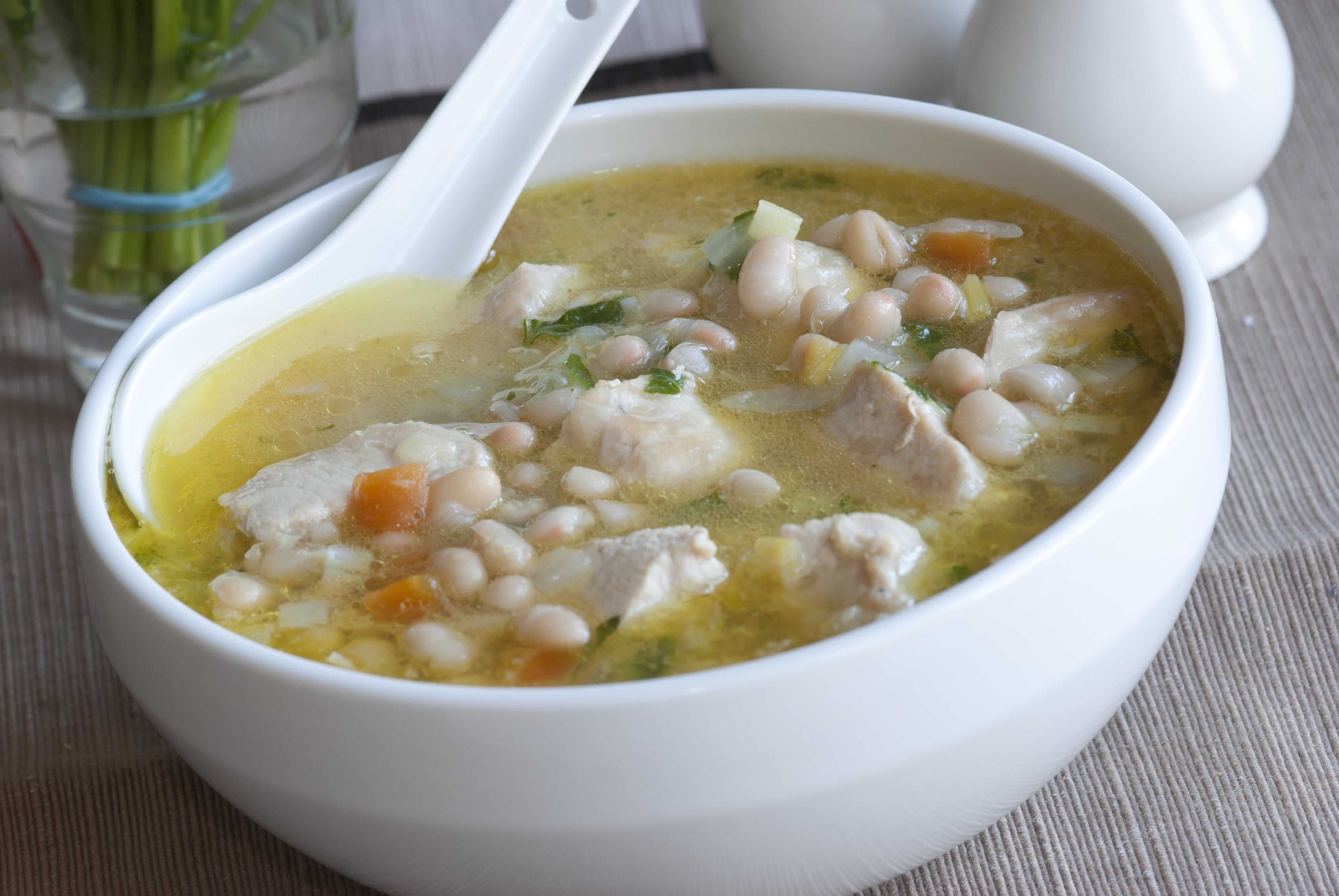 Суп с фасолью консервированной и курицей рецепт с фото белой