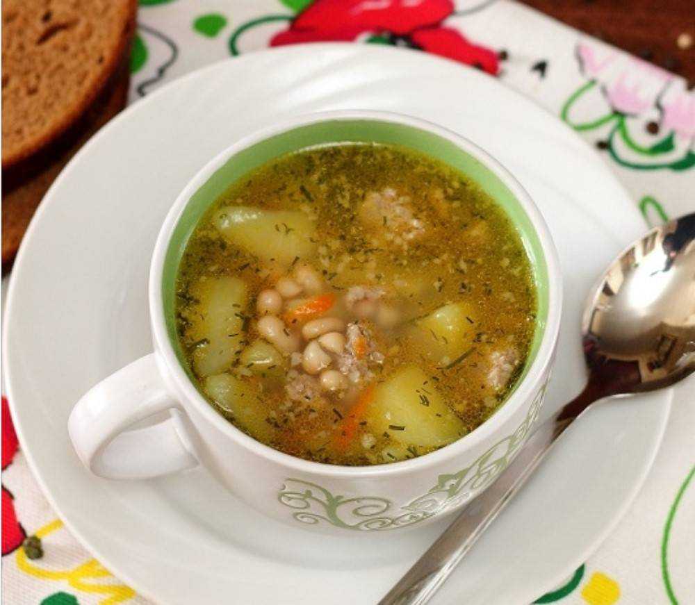 Среднеазиатский суп из лапши фасоли и фрикаделек