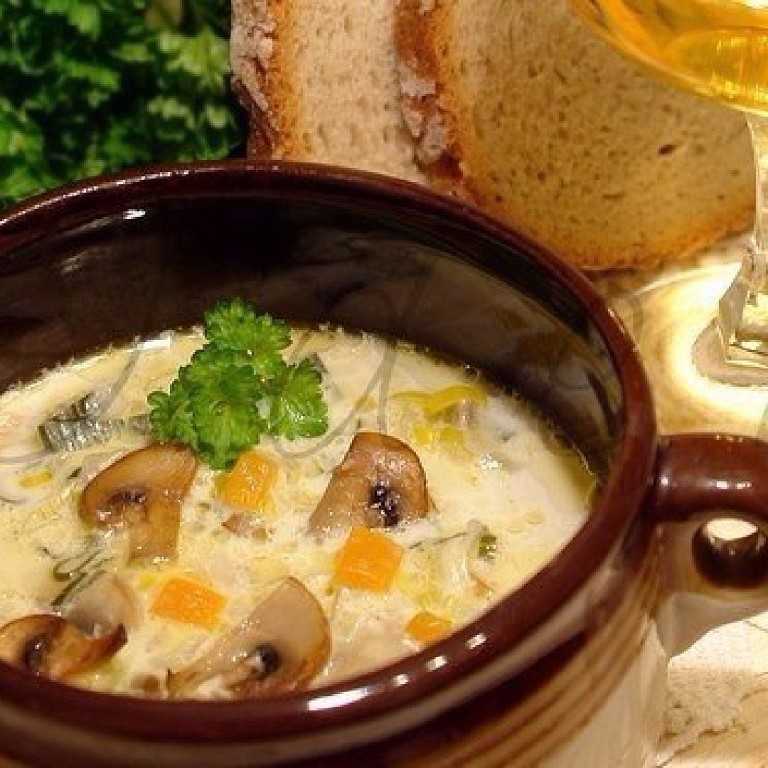 Сливочный суп с грибами и плавленным сыром