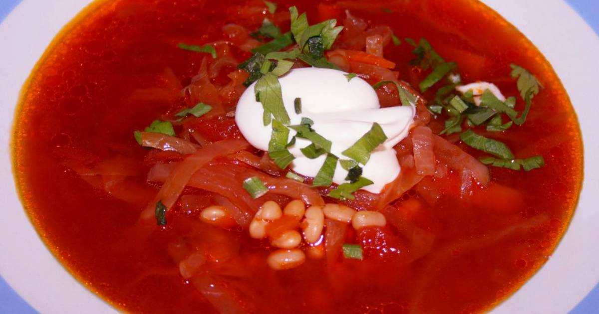 Борщ с килькой в томате и фасолью рецепт с фото пошагово - 1000.menu
